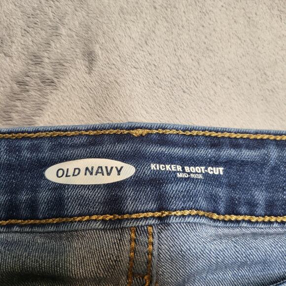 Old Navy Jeans Womens 14 Blue Medium Wash Kicker Boot-Cut Mid-Rise Stretch Denim - Picture 3 of 10